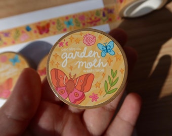 Garden Moth Washi Tape! 10m Aesthetic Moth, Butterfly and Flower Tape