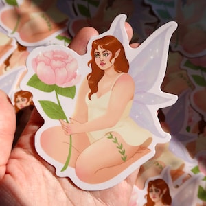 Sticker pastel fee bloem - sticker schattig meisje plus size vinylkunst