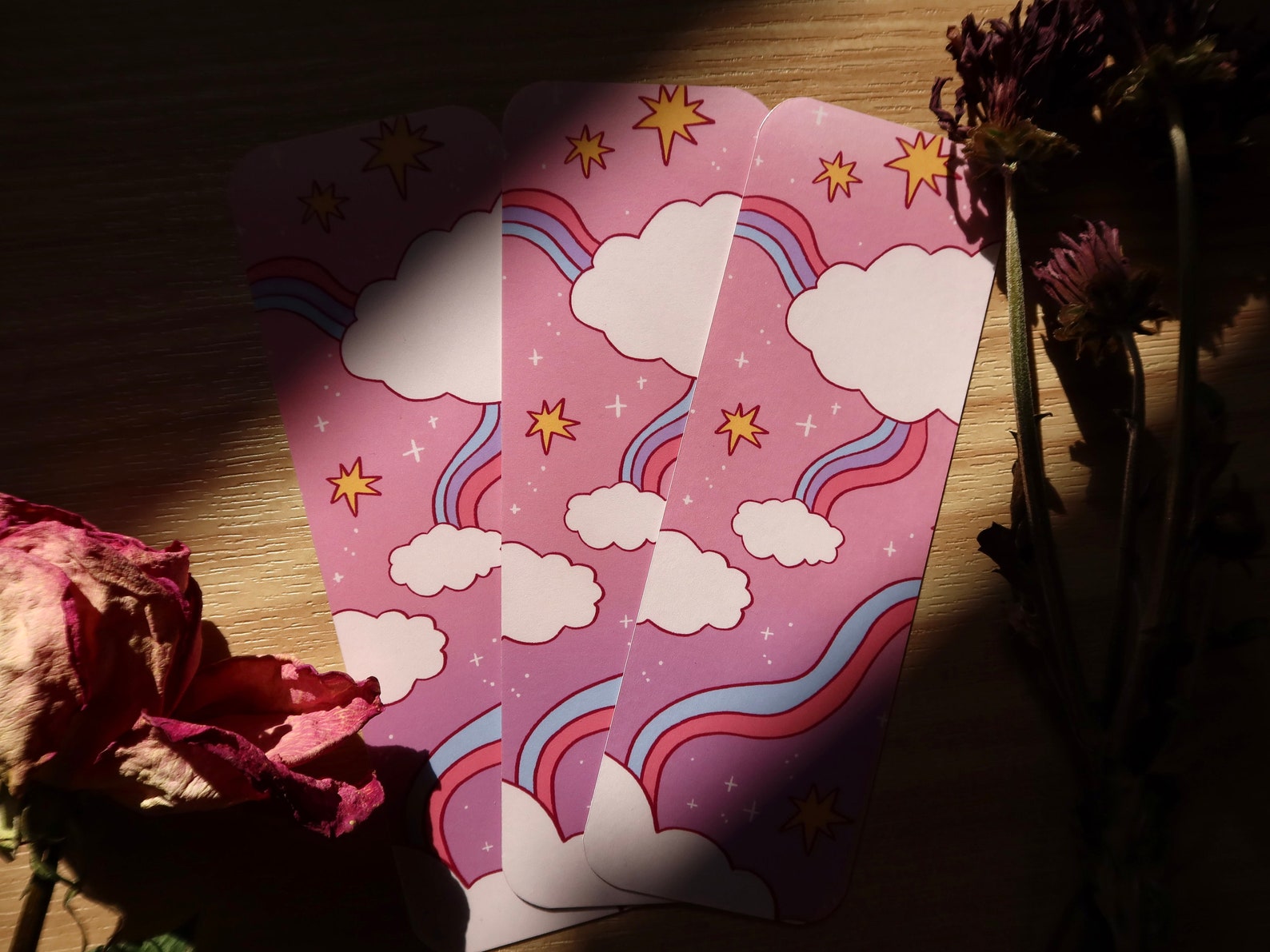 Sun Ranbow Bookmark Laminated Rainbow Bookmark: Sunset Sky Illustration (2x6