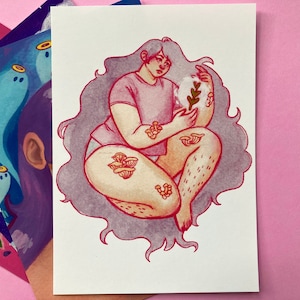 Impressão artística de ilustração em aquarela de cogumelo - 5x7 ou 4x6