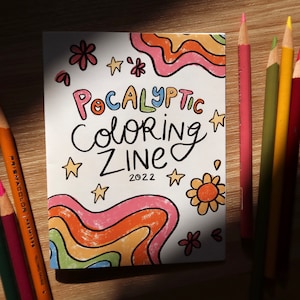 Illustrated Coloring Book Zine - Mini Adult Coloring Book Fantasy Cottagecore