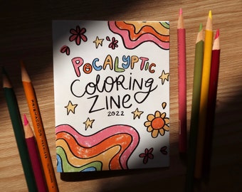 Illustrated Coloring Book Zine - Mini Adult Coloring Book Fantasy Cottagecore