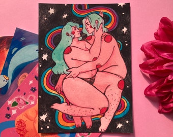 Lámina ilustrada de amor fantástico - 8.5x11 o 5x7