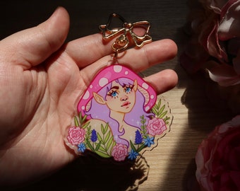 Charm acrílico de sombrero de hongo de hada - Llavero de sombrero de hongo de elfo