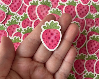 Mini Strawberry Vinyl Sticker: Weatherproof Art Decal
