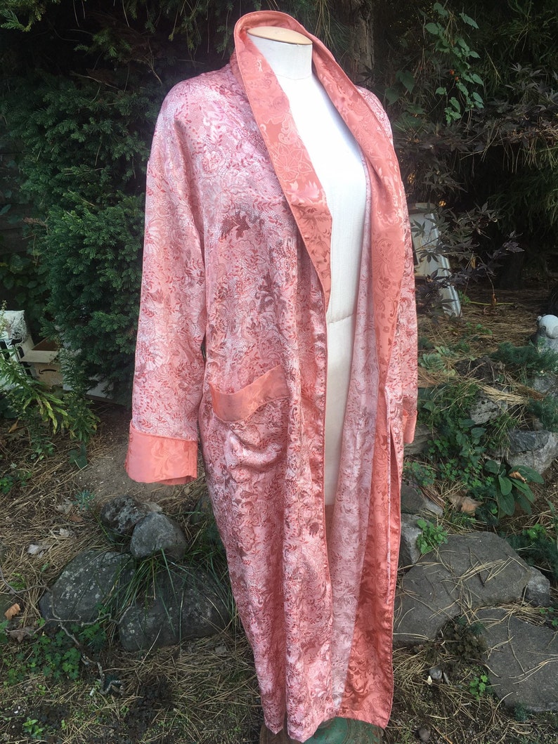 Vintage 90/'s Victorias Secret Robe Kimono in Peach Silk