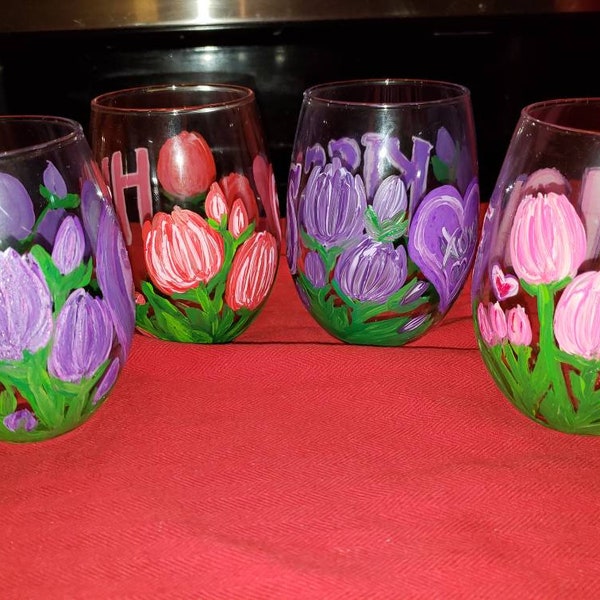 Tulip Wine Glasses Etsy