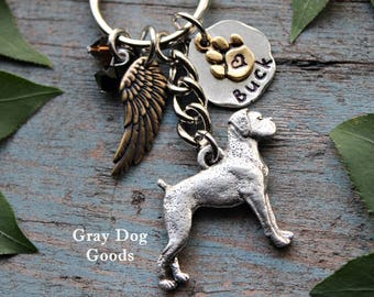 Boxer Memorial Key Chain, Pet Memorial Key Chain, Boxer Floppy Ears, Boxer Sympathy Gift, Boxer Natural Ears, Read Full Listing Details
