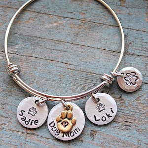 Dog Mom Bracelet, Dog Mom Jewelry,  Fur Baby Bracelet, Pet Name Bracelet, Personalized Dog Name Bracelet