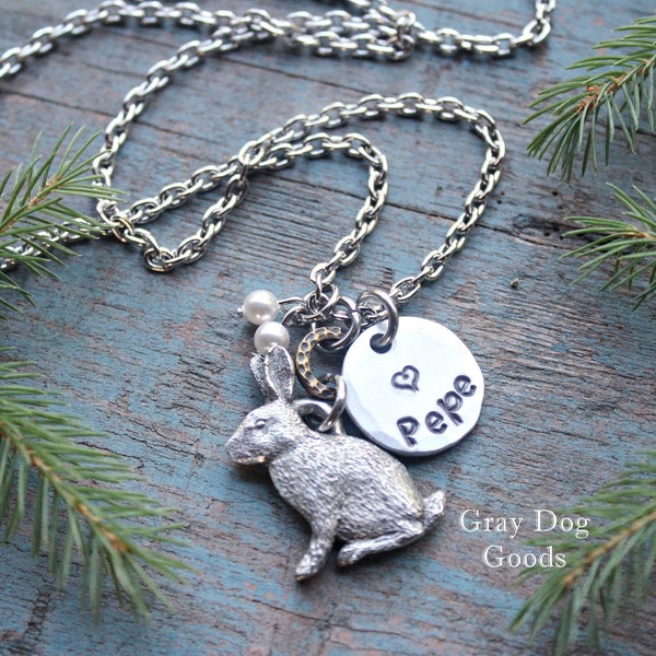 Bunny Rabbit Necklace, Personalized Bunny Necklace, Bunny Rabbit Jewelry