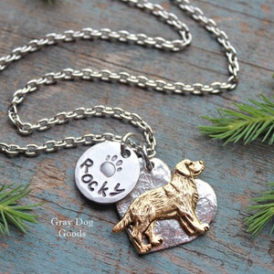 Golden Retriever Necklace, Personalized Dog Necklace