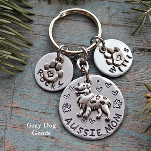 Australian Shepherd Key Chain, Aussie Mom, Personalized Aussie Key Chain, Dog Key Chain, Dog Mom Key Chain