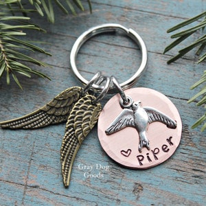 Bird Memorial Key Chain, Bird Remembrance Gift, Pet Bird, Bird Sympathy Gift, Pet Memorial Key Chain, Minimalist