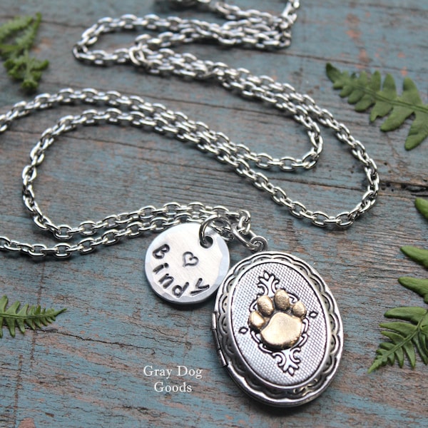 Paw Print Locket Necklace, Dog Locket, Cat Locket, Pet Memorial Necklace, Fur Baby Locket, Dog Sympathy, Cat Sympathy, Photo Locket Necklace