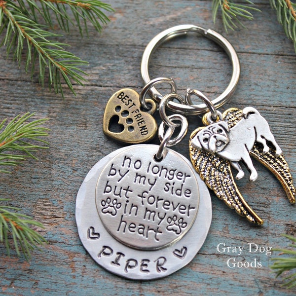 Pug Memorial Key Chain, Pug Remembrance Gift, Loss of Dog, Pug Sympathy Gift, Fur Baby, Rainbow Bridge