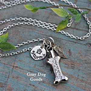 Dog Urn Necklace, Cremation Urn, Pet Memorial Jewelry, Loss of Dog, Pet Sympathy Jewelry, Dog Ashes, Dog Angel, Rainbow Bridge, Urn Necklace