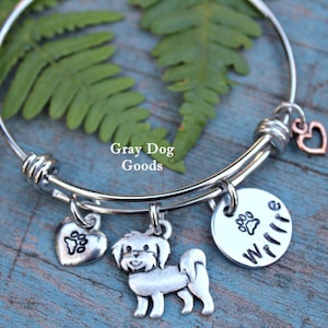 Maltese Bracelet, Maltese Jewelry, Gift For Dog Lover, Personalized Dog Jewelry, Maltese Mom, Read Full Listing Details image 1