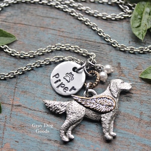 English Setter Angel Necklace, English Setter Sympathy Gift, Personalized Dog Necklace, English Setter Memorial, Pet Memorial Necklace