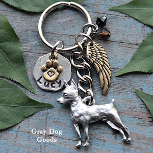 Miniature Pinscher Memorial KeyChain, Pet Memorial KeyChain, Min pin KeyChain, Dog Sympathy Gift, Read Full Listing Details