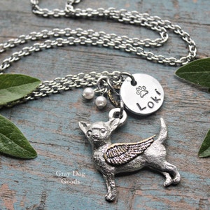 Chihuahua Angel Necklace, Chihuahua Sympathy Gift, Personalized Dog Necklace, Chihuahua Memorial, Pet Memorial Necklace