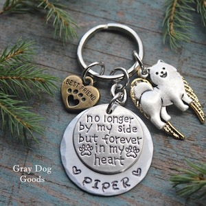 Samoyed Memorial Key Chain, Samoyed Remembrance Gift, Loss of Dog, Samoyed Sympathy Gift, Fur Baby, Rainbow Bridge