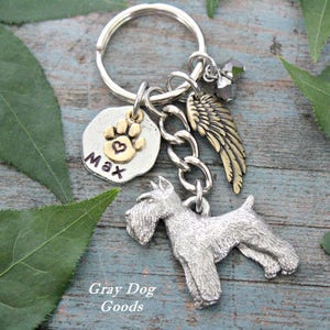 Schnauzer Memorial KeyChain, Pet Memorial KeyChain, Schnauzer Cropped Ears, Schnauzer Pointy Ears, Schnauzer Sympathy Gift