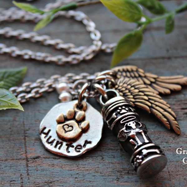 Dog Urn Necklace, Cremation Urn, Pet Memorial Jewelry, Loss of Dog, Pet Sympathy Jewelry, Dog Ashes, Dog Angel, Rainbow Bridge, Urn Necklace