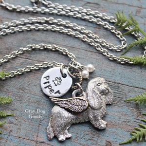 Cavalier King Charles Spaniel Angel Necklace, Cavalier Sympathy Gift, Personalized Dog Necklace, Dog Memorial Necklace