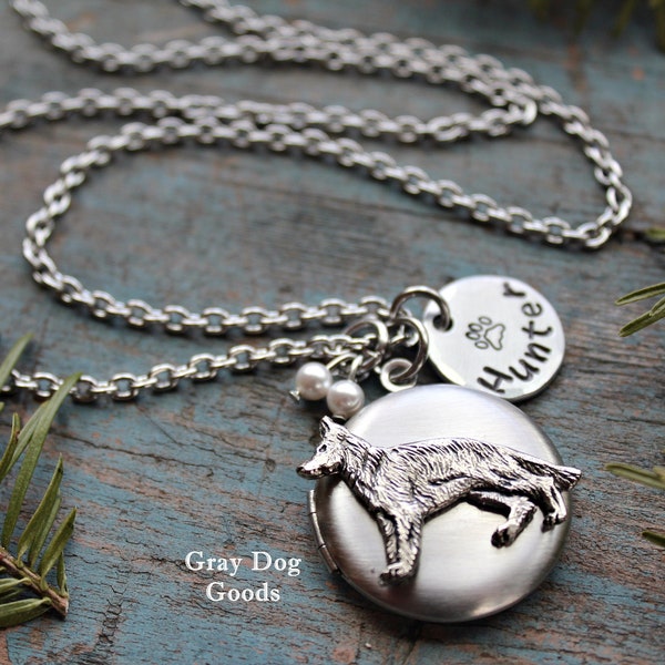 German Shepherd Locket Necklace, German Shepherd Jewelry, GSD Mom, German Shepherd Memorial, GSD