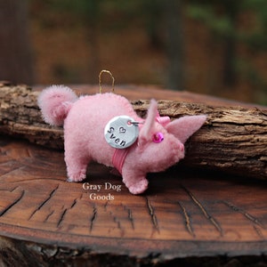 Pig Ornament, Personalized Pig Ornament, Pig Christmas Ornament, Hand-Stitched Limited Edition Felt Ornament