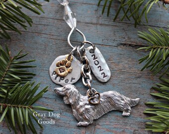Dachshund Ornament, Long Haired Dachshund, Personalized Dog Ornament, Personalized Dachshund Ornament, Read Full Listing Details