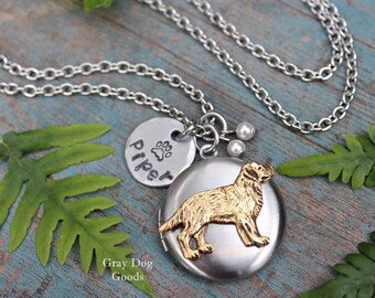 Golden Retriever Locket Necklace, Golden Retriever Jewelry, Golden