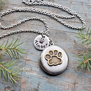 Paw Print Locket Necklace, Dog Locket, Cat Locket, Pet Memorial Necklace, Fur Baby Locket, Dog Sympathy, Cat Sympathy, Photo Locket Necklace