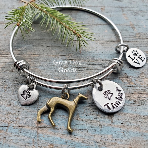 Greyhound Bracelet, Greyhound Jewelry, Personalized Dog Bracelet, Greyhound Mom, Read Full Listing Details Before Ordering