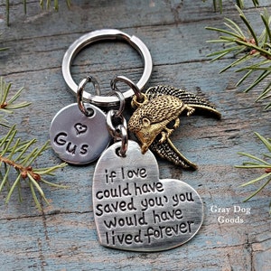 Hedgehog Memorial Key Chain, Hedgehog Remembrance Gift, Pet Hedgehog, Hedgehog Sympathy Gift, Pet Memorial Key Chain