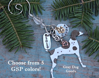 German Shorthaired Pointer Ornament, Custom Limited Edition GSP Ornament, Personalized Dog Ornament, Read Full Listing Details