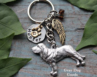 Bloodhound Memorial KeyChain, Pet Memorial KeyChain, Bloodhound KeyChain, Dog Sympathy Gift, Read Full Listing Details