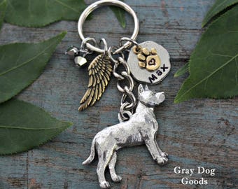 Pit Bull Memorial Key Chain, Dog Memorial Key Chain, Pit Bull Pointy Ears, Cropped Ears,  Pit Bull Sympathy Gift, Read Full Listing Details