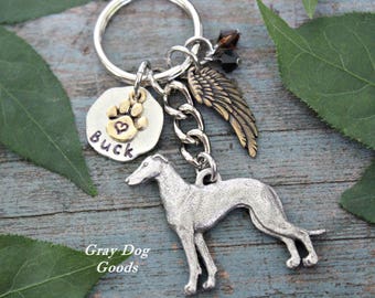Greyhound Memorial KeyChain, Pet Memorial Key Chain, Greyhound KeyChain, Greyhound Sympathy Gift, Read Full Listing Details