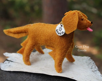 Golden Retriever Ornament, Personalized Dog Ornament, Hand-Stitched Limited Edition Felt Dog Ornament