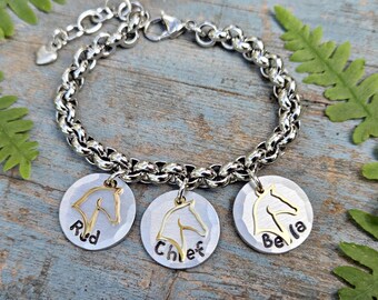 Horse Name Bracelet, Horse Mom Bracelet, Personalized Horse Bracelet