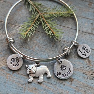 Bulldog Bracelet, Bulldog Jewelry, Dog Bracelet, Personalized Dog Jewelry, Bulldog Memorial