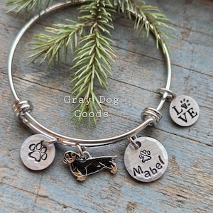 Dachshund Bracelet, Dachshund Jewelry, Personalized Dog Bracelet, Doxie Mom