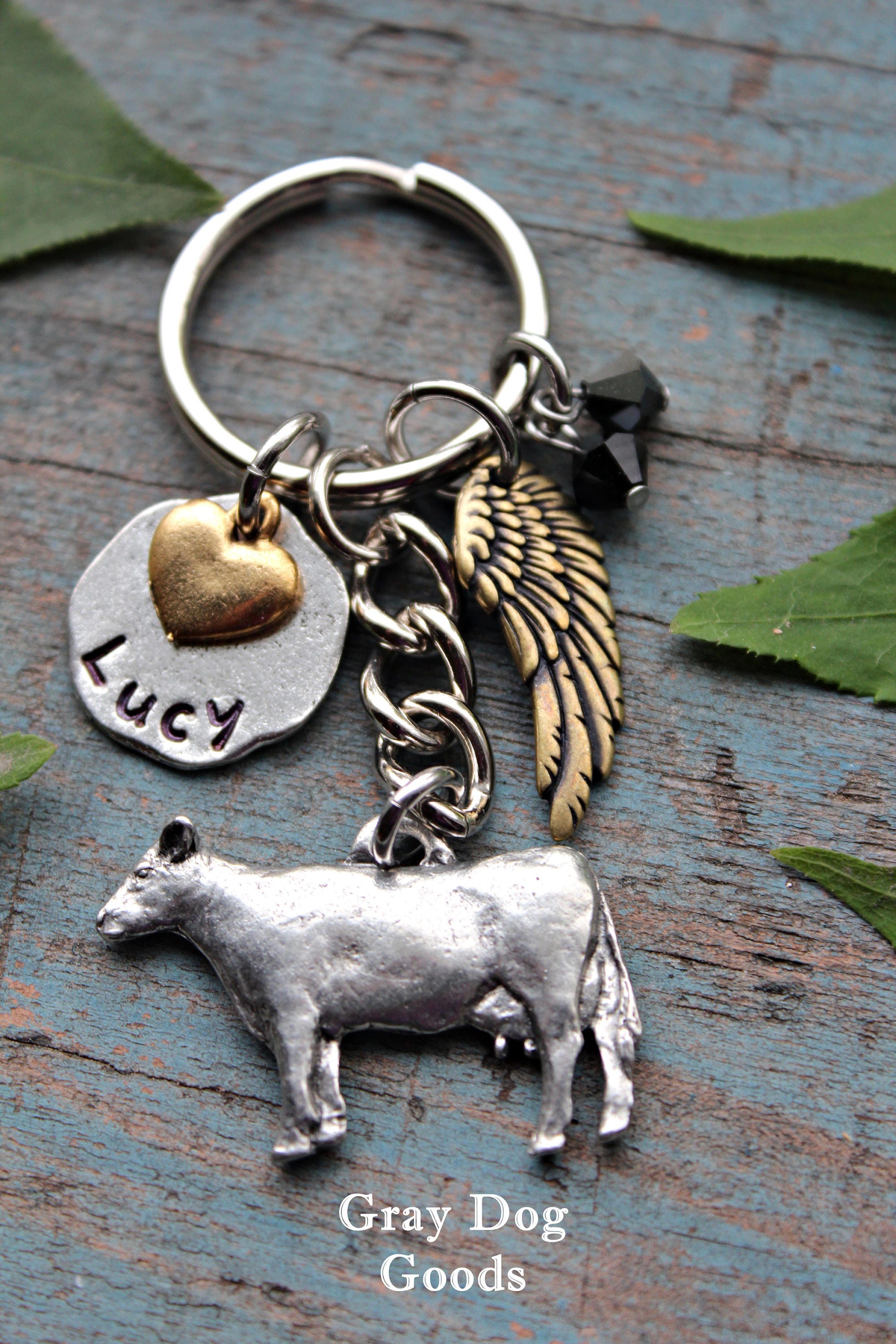 Cow Memorial Key Chain Pet Memorial Key Chain Cow Key Chain Etsy