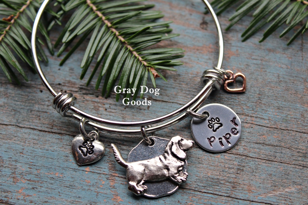 Basset Hound Bracelet, Basset Hound Jewelry, Personalized Dog Bracelet