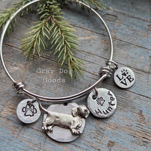 Dachshund Bracelet, Dachshund Jewelry, Personalized Dog Bracelet, Doxie Mom