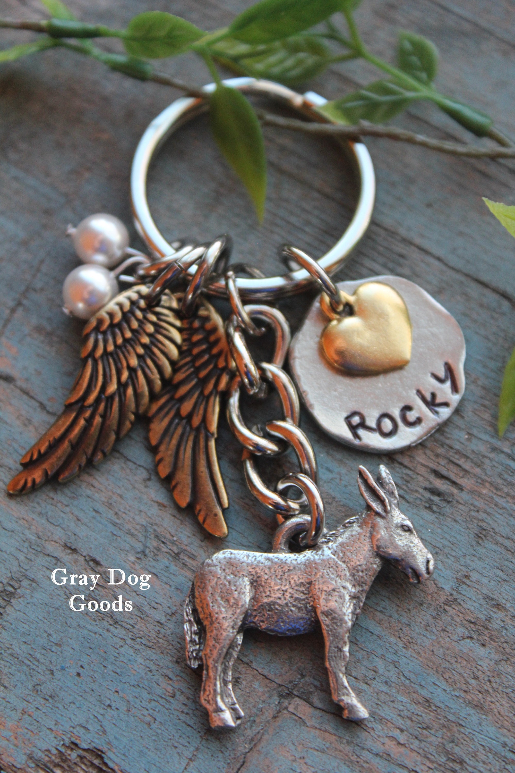 Donkey Memorial Key Chain, Pet Memorial Key Chain, Donkey Key Chain ...