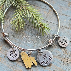Poodle Bracelet, Gift For Dog Lover, Personalized Dog Jewelry, Poodle Mom, Tan Poodle, Dog Bracelet