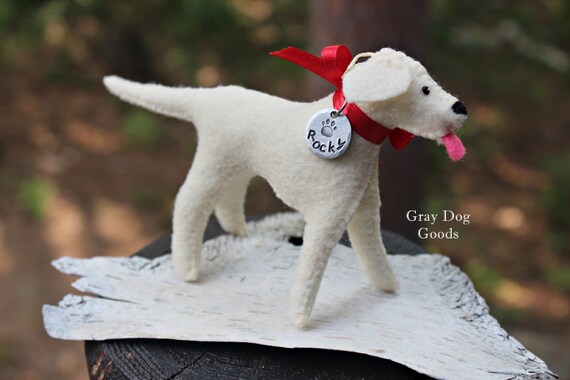 Yellow Lab Ornament, Personalized Dog Ornament, Labrador ornament, Hand-Stitched Limited Edition Felt Dog Ornament
