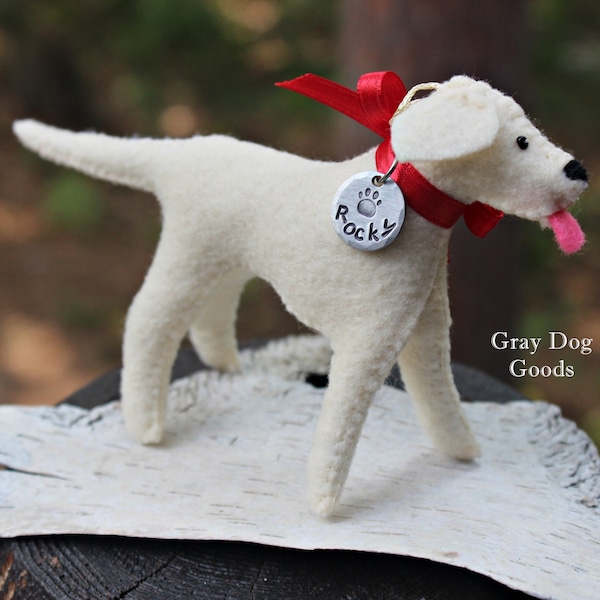 Yellow Lab Ornament, Personalized Dog Ornament, Labrador ornament, Hand-Stitched Limited Edition Felt Dog Ornament